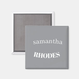 Imã Monograma personalizado cinza minimalista