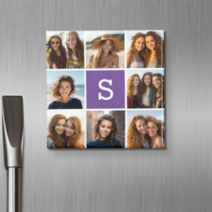 Imã Monograma Personalizado de Colagem de Fotografias