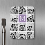 Ímã Monograma Personalizado de Colagem de Fotos do Ins<br><div class="desc">Modern Pastel Purple Lilac - Use 11 fotos quadradas para criar um presente exclusivo e pessoal. Ou você pode ficar com o filhote hipster e fazer uma moda. Se precisar ajustar as fotos,  clique na ferramenta personalizar para fazer alterações.</div>