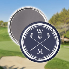 Imã Monograma Personalizado de Golfe Azul Real