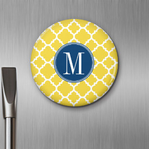 Imã Monograma Personalizado de Padrão de Quatrefoil A