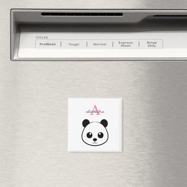 Imã Monograma personalizado de panda bonito (In Situ (Dishwasher))