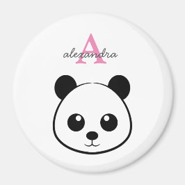 Imã Monograma personalizado de panda bonito