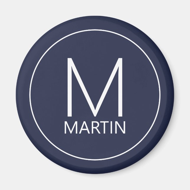 Imã Monograma Personalizado Moderno e Imagem de Nome (Frente)