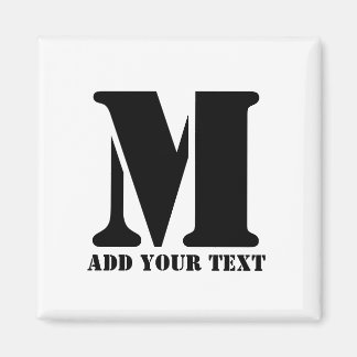 Imã Monograma Personalizado Preto Moderno Texto Person