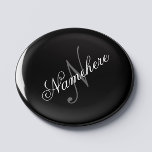 Imã Monograma Personalizado Único de Nomes Preto e Bra<br><div class="desc">Design de Monograma Personalizado de Nome Preto e Branco Único para qualquer pessoa.</div>