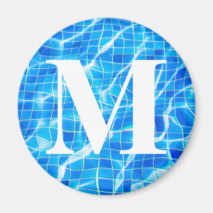 Imã Monograma Piscina Azul de Natação Monograma Aquáti