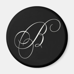Imã Monograma preto e branco elegante - B inicial