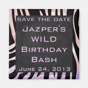 Imã Monograma preto e cor-de-rosa da zebra