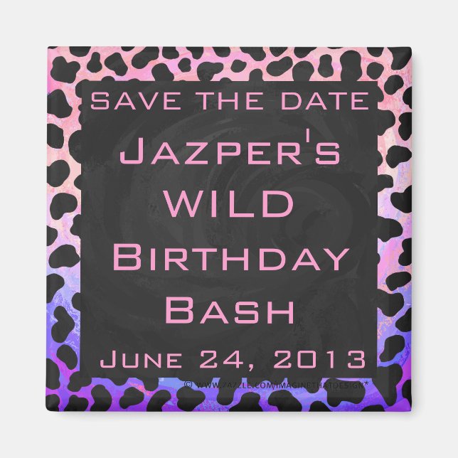 Imã Monograma, preto-e-rosa Dalmático (Frente)