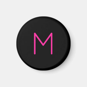 Imã Monograma Preto e Rosa Moderno Editável