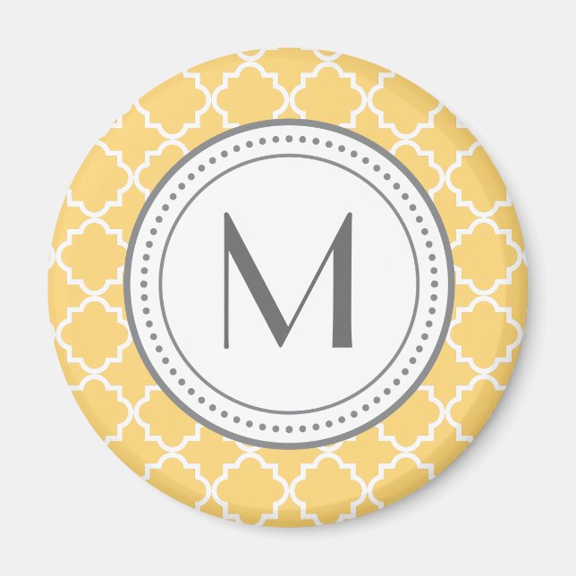 Imã Monograma Quatrefoil Magnet - amarelo (Frente)