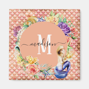 Imã Monograma Rosa Dourado Lente Sereia Scala Divertim