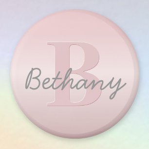 Imã Monograma Rosa Personalizável e Script de Nome
