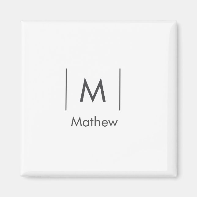 Imã Monograma simples e elegante do padrinho linhas no (Frente)