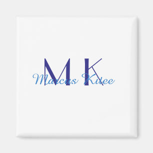 Imã monograma simples minimalista nome personalizado a