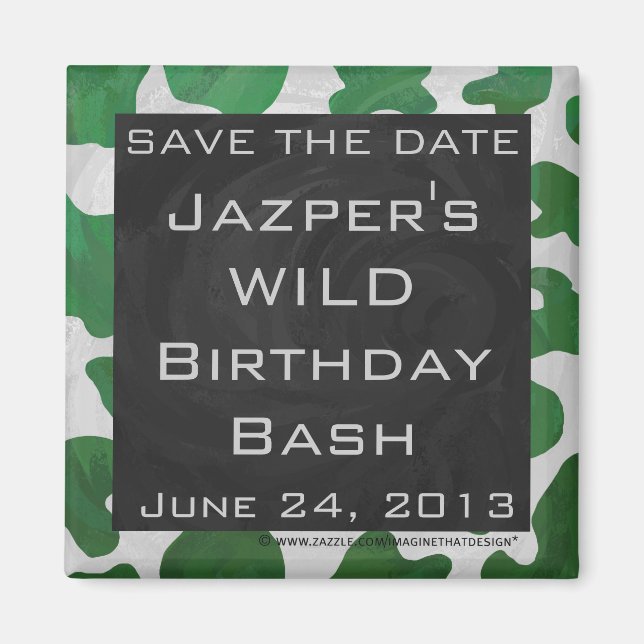 Imã Monograma Verde-Vaca e Branco (Frente)