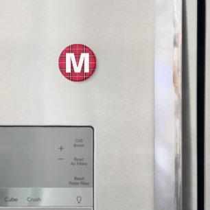 Imã Monograma Xadrez Vermelho Magneta de Arte Inicial