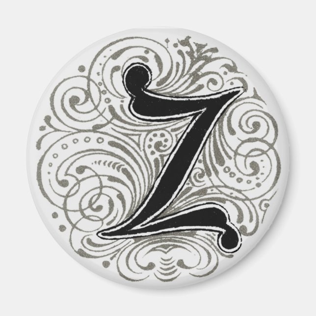 Imã Monograma "Z" em Cinza - Magnet (Frente)