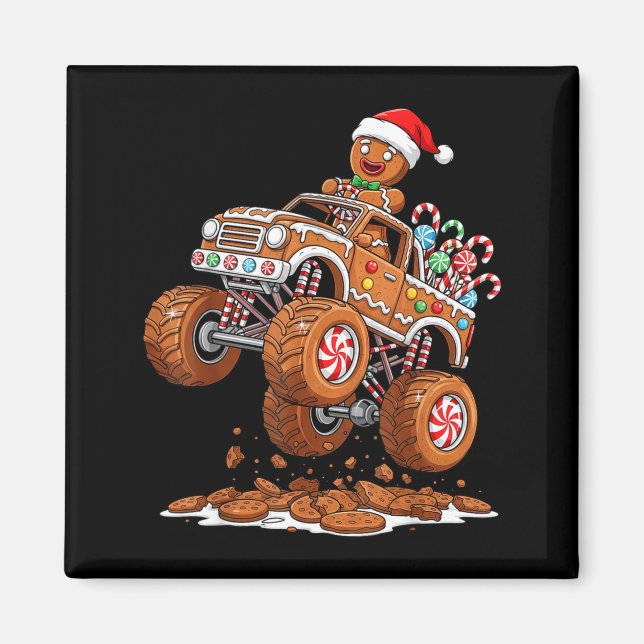 Imã Monster Truck Gingerbread Man Funny Christmas Baki (Frente)