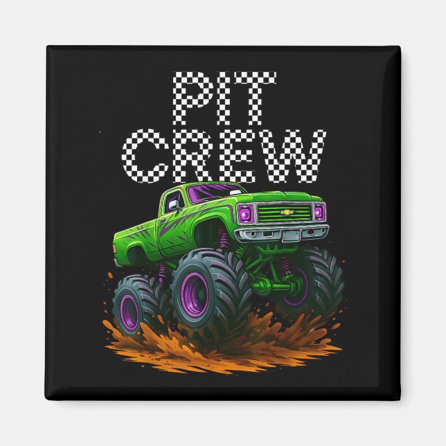 Imã Monster Truck T Crew Family Matching Birthday Part (Frente)