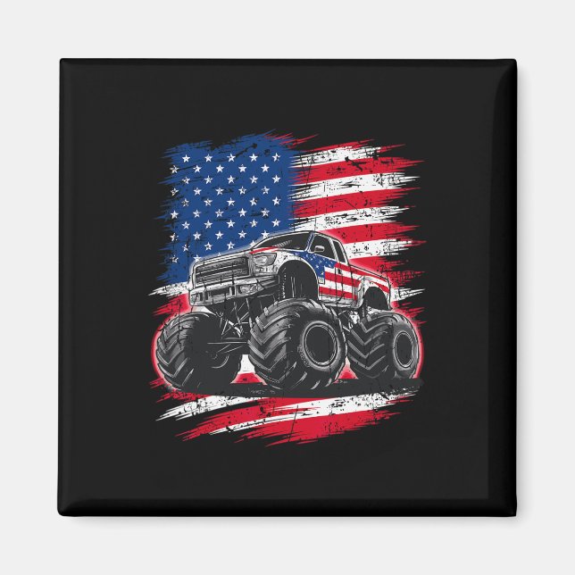 Imã Monster Truck Usa Flag American For Women Girls Ki (Frente)