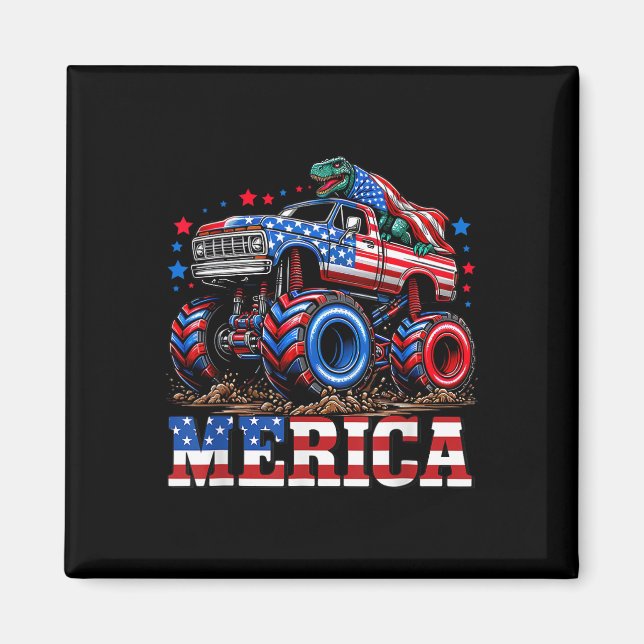 Imã Monster Truck Usa Flag Patriotic Todlers Boys 4th (Frente)