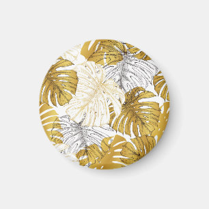 Imã Monstera Leaves: Ouro Branco