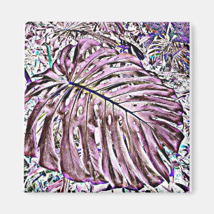 Imã Monstera tropical Folhas em Roxo