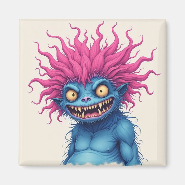 Imã Monstro Assustador Rosa (Frente)