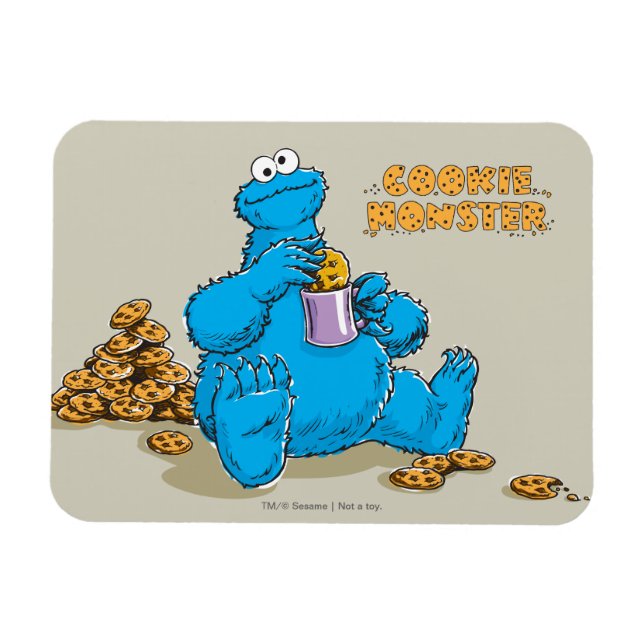Ímã Monstro Come-Biscoitos Vintage Comendo Biscoitos (Horizontal)