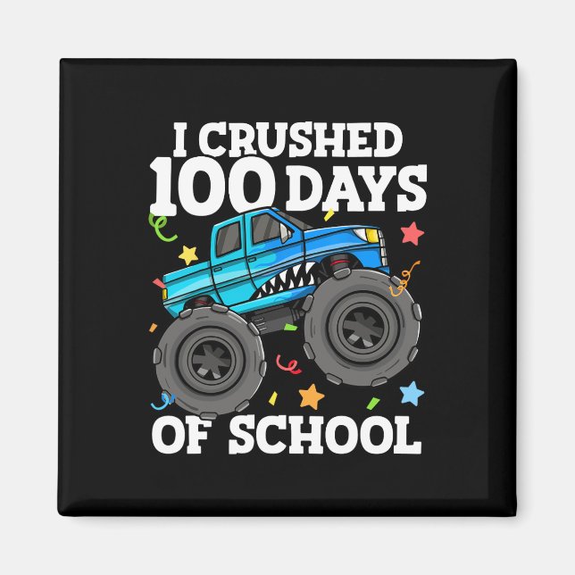Imã Monstro de Caminhão de 100 Dias de Escola 100º Dia (Frente)