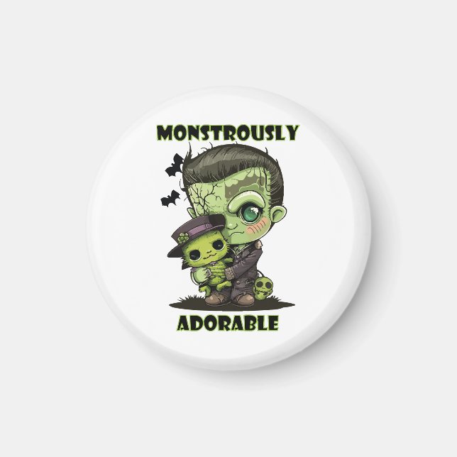 Imã Monstro de Frankenstein Fofo com pelúcia (Frente)