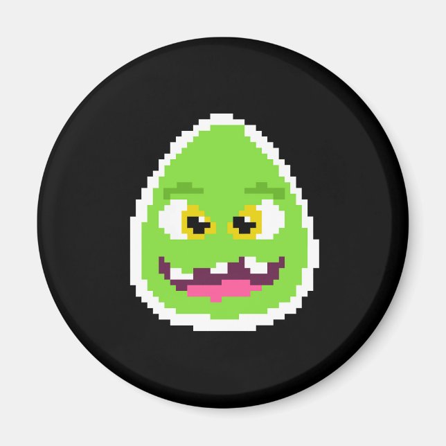 Imã Monstro de ovo pixelado fofo (Frente)