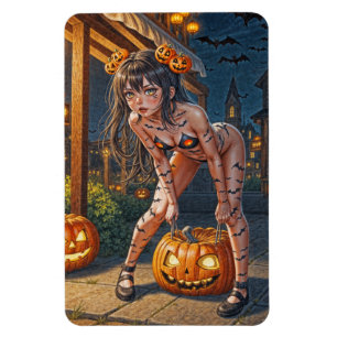 Ímã Monstro do Halloween Jack-o-Lantern & Garota Vixen
