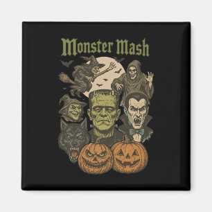 Imã Monstro Mash Retro Halloween Monstro Engraçado Spo
