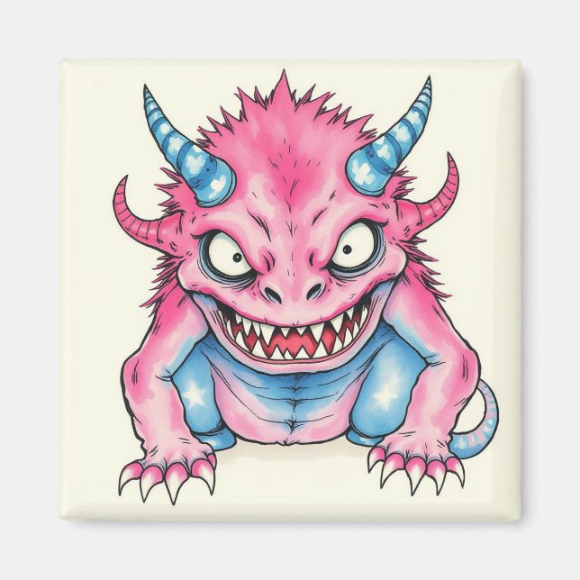Imã Monstro Rosa e Azul (Frente)