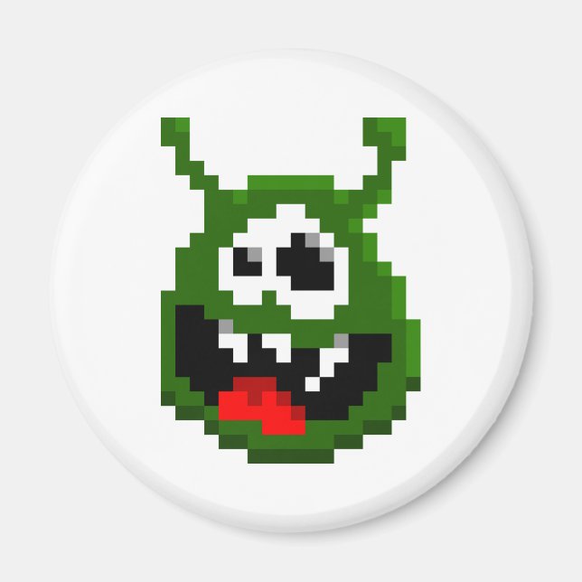 Imã Monstro Verde - Arte em Pixel (Frente)
