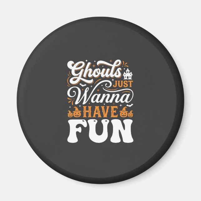 Imã Monstros de Halloween Só Querem se Divertir Design (Frente)