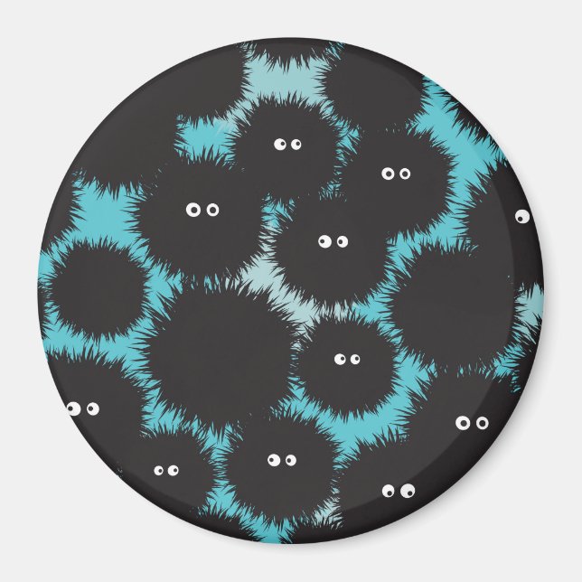 Imã Monstros engraçados e pretos (Frente)