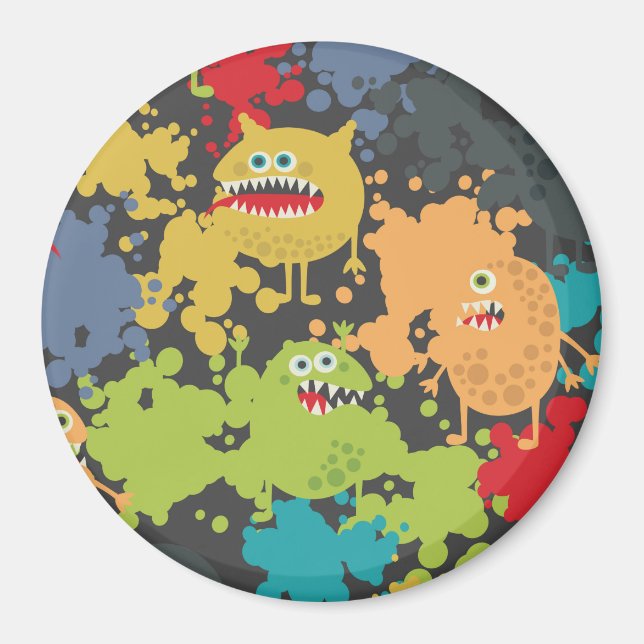 Imã Monstros engraçados fofos (Frente)