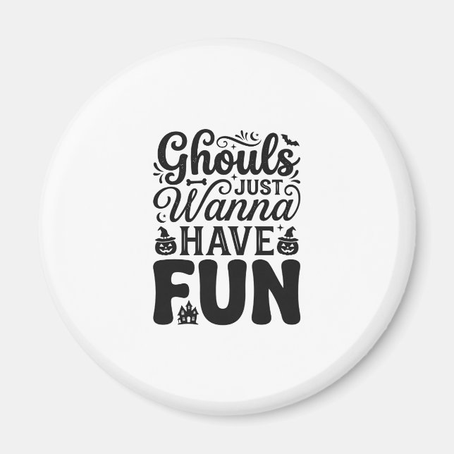 Imã Monstros Querem se Divertir SVG de Halloween Vinta (Frente)