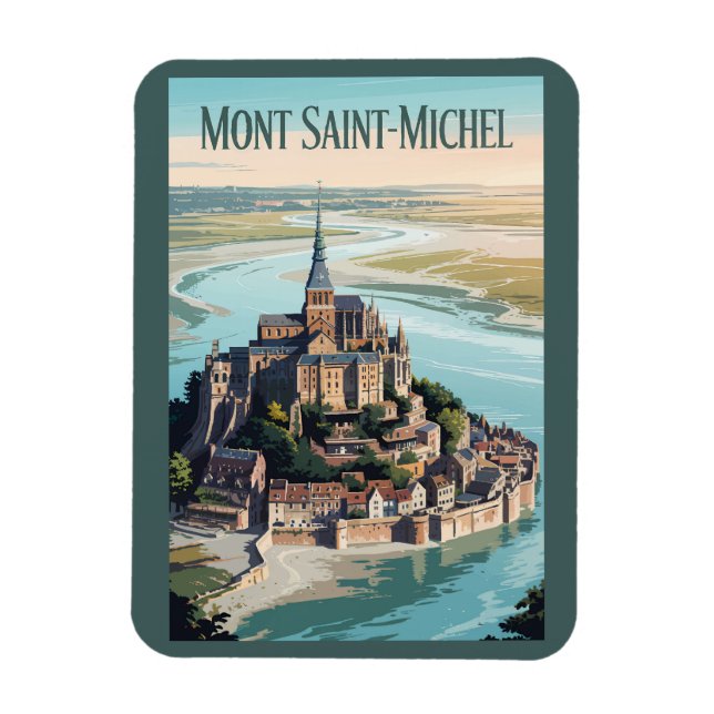 Ímã Mont-Saint-Michel France Illustration Travel Art (Vertical)