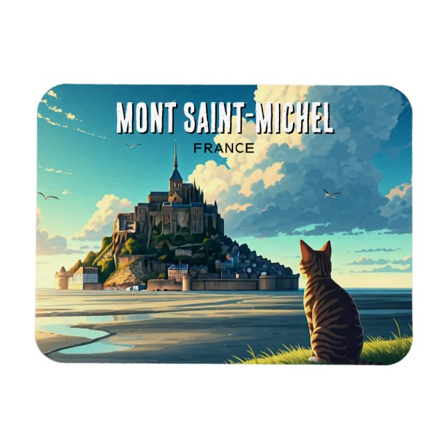 Ímã Mont Santo-Michel France Viagem Cat (Horizontal)