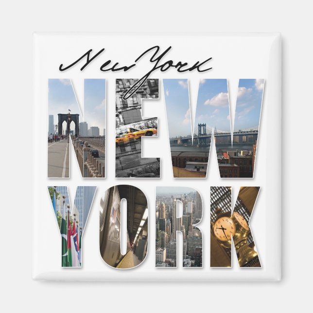 Imã Montagem gráfica de turismo Nova Iorque (Frente)