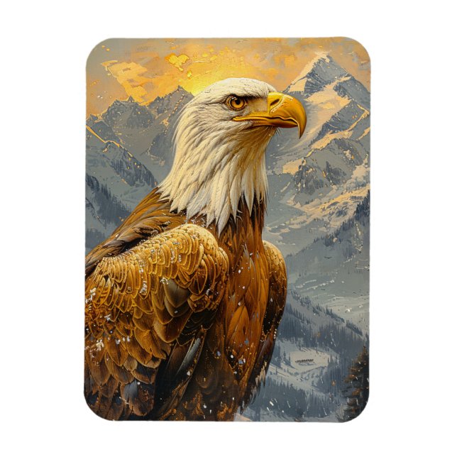 Ímã Montagens de Aquarelas da Águia Balda Flexíveis (Vertical)