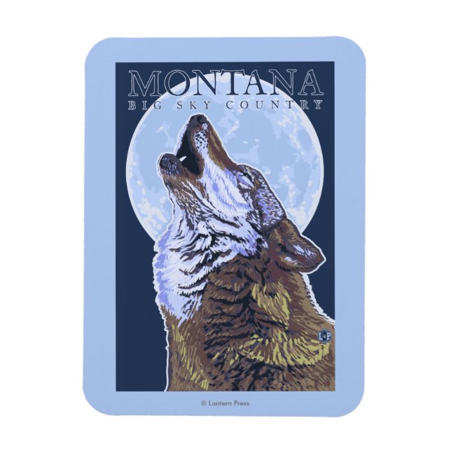Ímã Montana - Big Sky CountryHowling Wolf (Vertical)