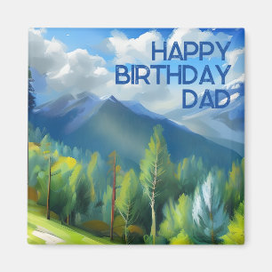 Imã Montanha Cena Pintura Feliz Pai de Aniversário