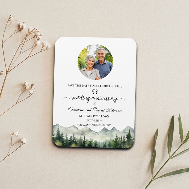 Ímã Montanha Pine 53 Aniversário de Casamento Salvar a (Criador carregado)