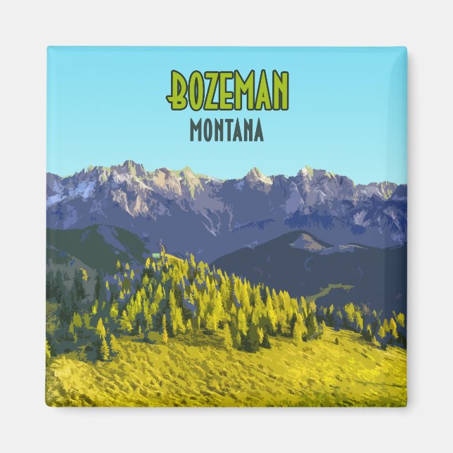 Imã Montanhas Bozeman Montana Vintage (Frente)